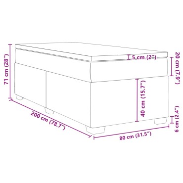 vidaXL Κρεβάτι Boxspring με Στρώμα Σκούρο Μπλε 80 x 200 εκ. Βελούδινο