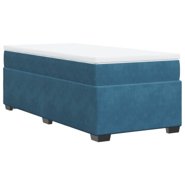 vidaXL Κρεβάτι Boxspring με Στρώμα Σκούρο Μπλε 80 x 200 εκ. Βελούδινο