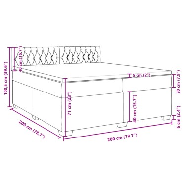 vidaXL Κρεβάτι Boxspring με Στρώμα Σκούρο Γκρι 200x200 εκ. Βελούδινο