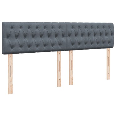 vidaXL Κρεβάτι Boxspring με Στρώμα Σκούρο Γκρι 200x200 εκ. Βελούδινο