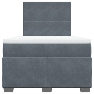 vidaXL Κρεβάτι Boxspring με Στρώμα Σκούρο Γκρι 120x200 εκ. Βελούδινο