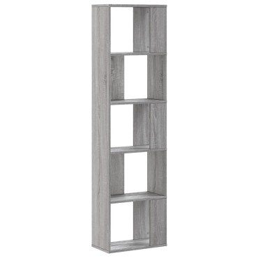 vidaXL Βιβλιοθήκη 5 Επιπέδων Γκρι Sonoma 45x23,5x162,5cm Επεξ. Ξύλο 1 τεμ.