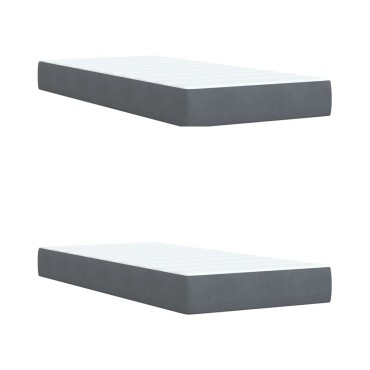 vidaXL Κρεβάτι Boxspring με Στρώμα Σκούρο Γκρι 200x200 εκ. Βελούδινο