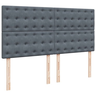 vidaXL Κρεβάτι Boxspring με Στρώμα Σκούρο Γκρι 200x200 εκ. Βελούδινο