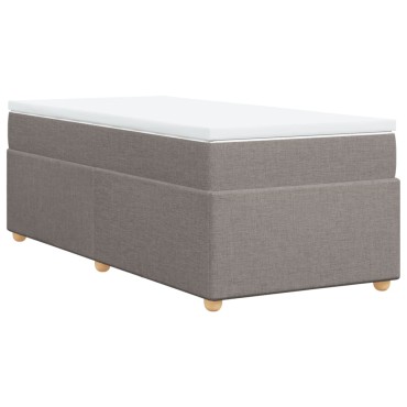 vidaXL Κρεβάτι Boxspring με Στρώμα Taupe 100x200cm Υφασμάτινο 1 τεμ. - Μονό