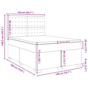 vidaXL Κρεβάτι Boxspring με Στρώμα Ροζ 140x190 εκ. Βελούδινο