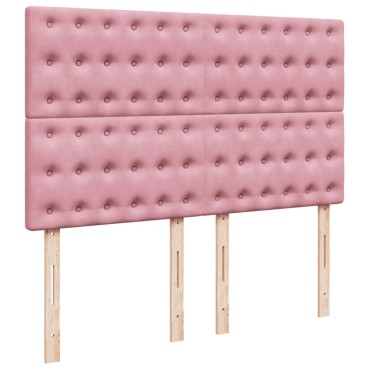 vidaXL Κρεβάτι Boxspring με Στρώμα Ροζ 140x190 εκ. Βελούδινο