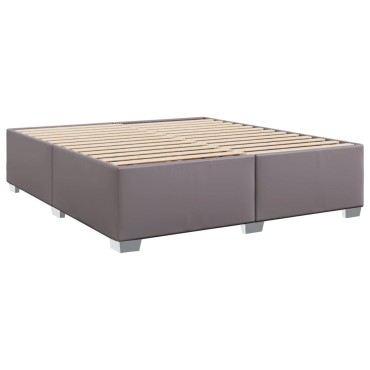 vidaXL Κρεβάτι Boxspring με Στρώμα Γκρι 200x200cm Συνθετικό Δέρμα 1 τεμ. - Διπλό