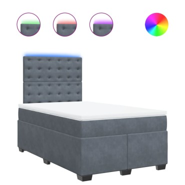 vidaXL Κρεβάτι Boxspring με Στρώμα Σκούρο Γκρι 120x200 εκ. Βελούδινο