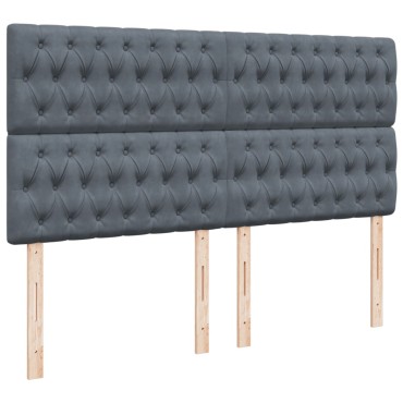 vidaXL Κρεβάτι Boxspring με Στρώμα Σκούρο Γκρι 200x200 εκ. Βελούδινο