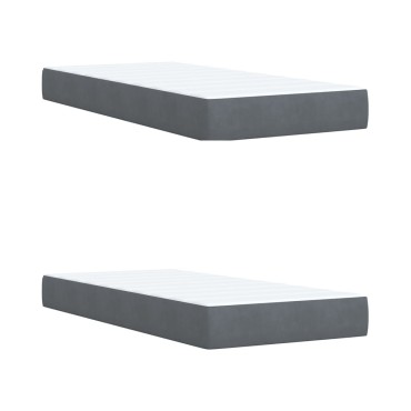 vidaXL Κρεβάτι Boxspring με Στρώμα Σκούρο Γκρι 200x200 εκ. Βελούδινο