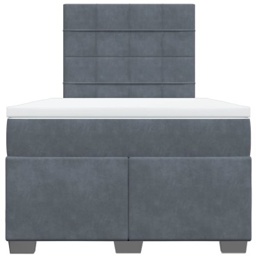 vidaXL Κρεβάτι Boxspring με Στρώμα Σκούρο Γκρι 120x200 εκ. Βελούδινο