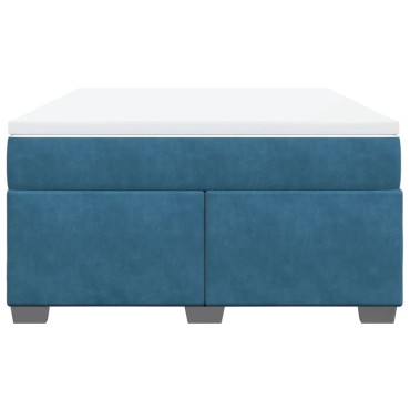 vidaXL Κρεβάτι Boxspring με Στρώμα Σκούρο Μπλε 140x190 εκ. Βελούδινο