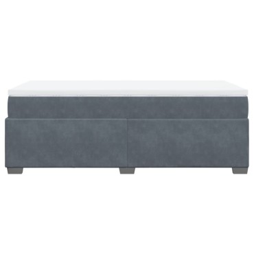 vidaXL Κρεβάτι Boxspring με Στρώμα Σκούρο Γκρι 90x200 εκ. Βελούδινο