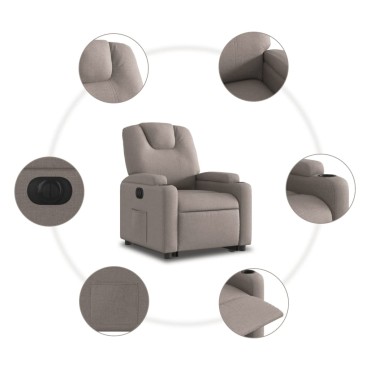 vidaXL Πολυθρόνα Ηλεκτρική Ανακλ.Taupe Υφασμάτινη 74x88x97cm 1 τεμ.