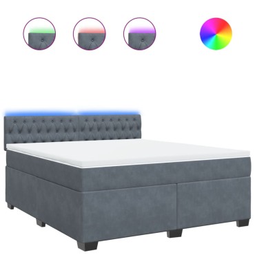 vidaXL Κρεβάτι Boxspring με Στρώμα Σκούρο Γκρι 180x200 εκ. Βελούδινο