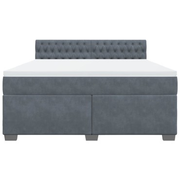 vidaXL Κρεβάτι Boxspring με Στρώμα Σκούρο Γκρι 180x200 εκ. Βελούδινο
