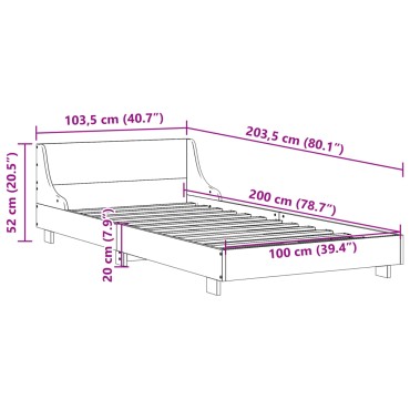 vidaXL Σκελετός Κρεβ. Χωρίς Στρώμα Καφέ Κεριού 100x200 εκ Μασίφ Πεύκο