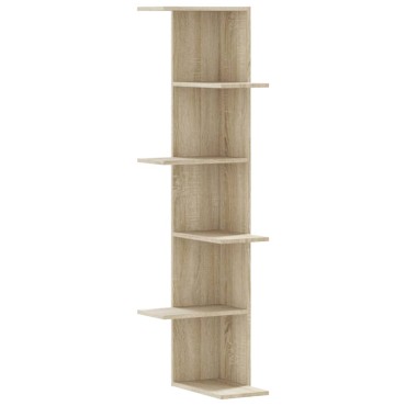 vidaXL Γωνιακή Ραφιέρα Τοίχου Sonoma Δρυς 50x50x179cm Επεξ. Ξύλο 1 τεμ.