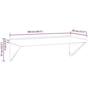 vidaXL Ράφι Τοίχου Ασημί 100x45x31cm Ανοξείδωτο Ατσάλι 1 τεμ.