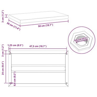 vidaXL Ράφια Τοίχου 2 τεμ. Ασημί 50x30x3cm Ανοξείδωτο Ατσάλι