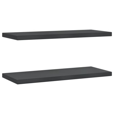 vidaXL Ράφια Τοίχου 2 τεμ. Μαύρο 75x30x3cm Ανοξείδωτο Ατσάλι