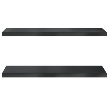 vidaXL Ράφια Τοίχου 2 τεμ. Μαύρο 75x30x3cm Ανοξείδωτο Ατσάλι