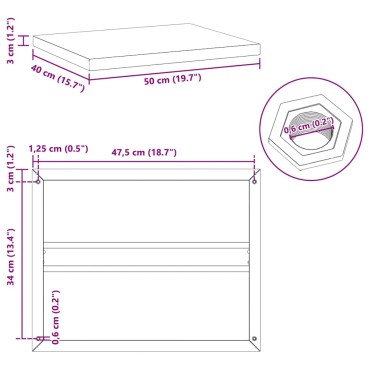 vidaXL Ράφια Τοίχου 2 τεμ. Μαύρο 50x40x3cm Ανοξείδωτο Ατσάλι