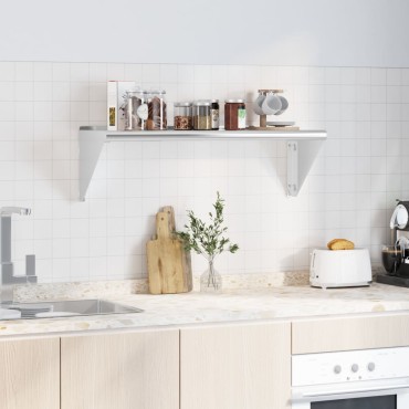 vidaXL Ράφι Τοίχου Ασημί 100x30x31cm Ανοξείδωτο Ατσάλι 1 τεμ.