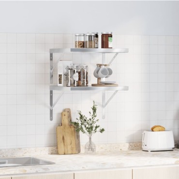 vidaXL Ράφια Τοίχου 2 τεμ. Ασημί 50x40x3cm Ανοξείδωτο Ατσάλι