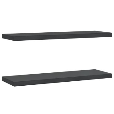 vidaXL Ράφια Τοίχου 2 τεμ. Μαύρο 75x23,5x3cm Ανοξείδωτο Ατσάλι