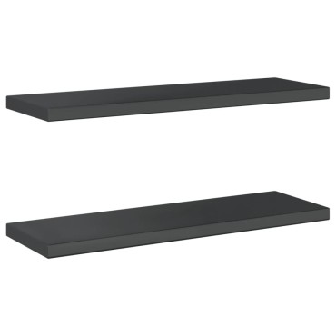 vidaXL Ράφια Τοίχου 2 τεμ. Μαύρο 75x23,5x3cm Ανοξείδωτο Ατσάλι
