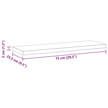 vidaXL Ράφια Τοίχου 2 τεμ. Μαύρο 75x23,5x3cm Ανοξείδωτο Ατσάλι