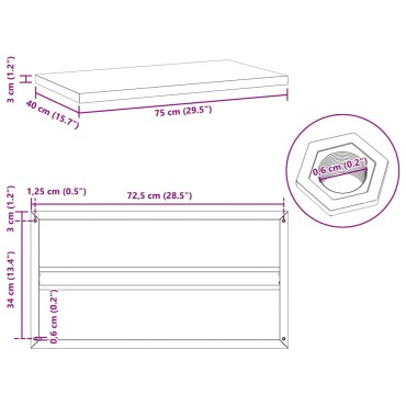 vidaXL Ράφια Τοίχου 2 τεμ. Μαύρο 75x40x3cm Ανοξείδωτο Ατσάλι