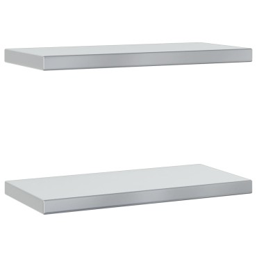 vidaXL Ράφια Τοίχου 2 τεμ. Ασημί 50x23,5x3cm Ανοξείδωτο Ατσάλι