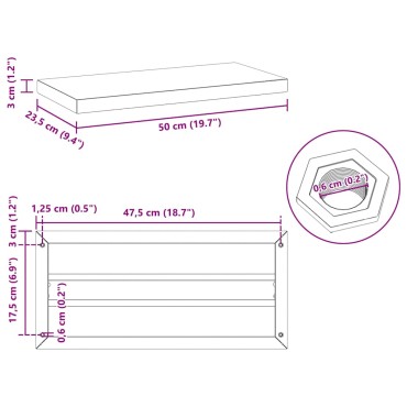 vidaXL Ράφια Τοίχου 2 τεμ. Ασημί 50x23,5x3cm Ανοξείδωτο Ατσάλι