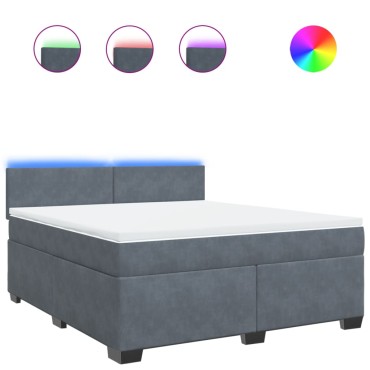 vidaXL Κρεβάτι Boxspring με Στρώμα Σκούρο Γκρι 180x200 εκ. Βελούδινο