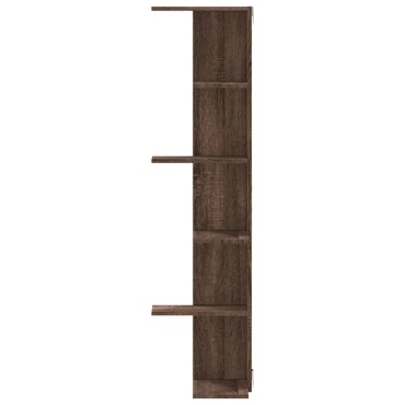 vidaXL Γωνιακή Ραφιέρα Τοίχου Καφέ Δρυς 36,5x36,5x140cm Επεξ. Ξύλο 1 τεμ.