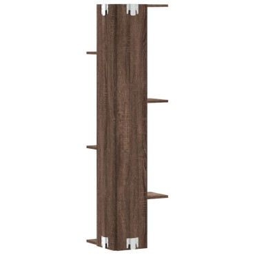 vidaXL Γωνιακή Ραφιέρα Τοίχου Καφέ Δρυς 36,5x36,5x140cm Επεξ. Ξύλο 1 τεμ.
