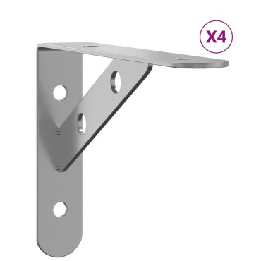 vidaXL Στηρίγματα Ραφιών 4 τεμ. Ασημί 15x2,5x11,5cm Ανοξείδωτο Ατσάλι