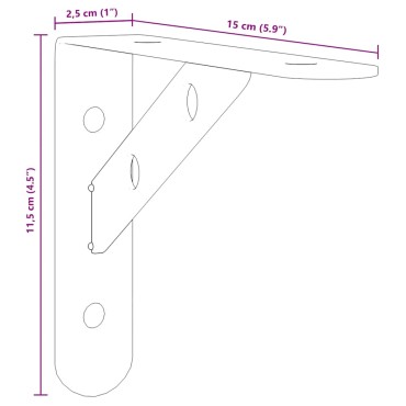vidaXL Στηρίγματα Ραφιών 4 τεμ. Ασημί 15x2,5x11,5cm Ανοξείδωτο Ατσάλι