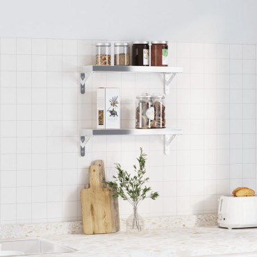 vidaXL Στηρίγματα Ραφιών 4 τεμ. Ασημί 15x2,5x11,5cm Ανοξείδωτο Ατσάλι