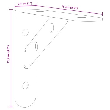 vidaXL Στηρίγματα Ραφιών 4 τεμ. Ασημί 15x2,5x11,5cm Ανοξείδωτο Ατσάλι