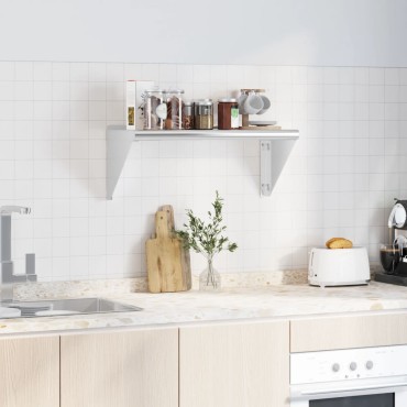vidaXL Ράφι Τοίχου Ασημί 75x30x31cm Ανοξείδωτο Ατσάλι 1 τεμ.