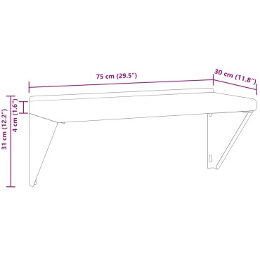 vidaXL Ράφι Τοίχου Ασημί 75x30x31cm Ανοξείδωτο Ατσάλι 1 τεμ.