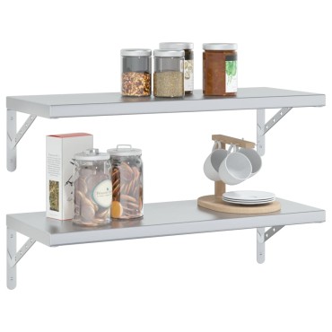 vidaXL Ράφια Τοίχου 2 τεμ. Ασημί 75x30x3cm Ανοξείδωτο Ατσάλι