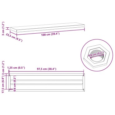 vidaXL Ράφια Τοίχου 2 τεμ. Μαύρο 100x23,5x3cm Ανοξείδωτο Ατσάλι
