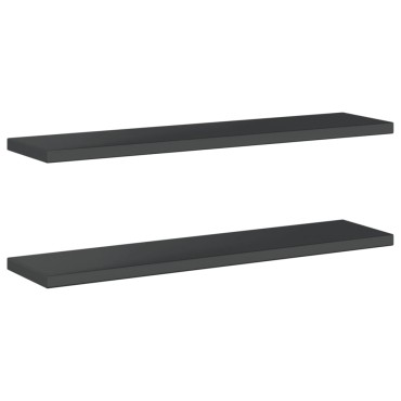 vidaXL Ράφια Τοίχου 2 τεμ. Μαύρο 100x23,5x3cm Ανοξείδωτο Ατσάλι