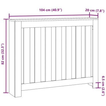 vidaXL Κάλυμμα Καλοριφέρ Γκρι Sonoma 104x20x82εκ Επεξεργασμένο Ξύλο