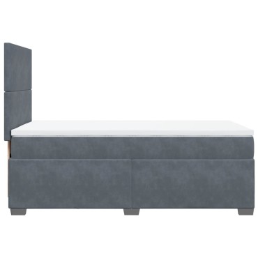 vidaXL Κρεβάτι Boxspring με Στρώμα Σκούρο Γκρι 90x200 εκ. Βελούδινο